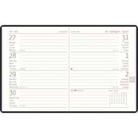 Zettler Taschenkalender 1W/2S farblich sortiert 2026 – Taschenplaner 83 x 11 cm, 172 Seiten, Monatsübersicht, Tages- & Wochenzählung, flexibler Kunststoffeinband mit Jahresprägung, FSC