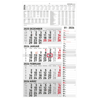 Zettler 4-Monatskalender Kombi 2026 – Wandkalender 33 × 59 cm mit Datumsschieber, 4 Monate pro Blatt, Extra-Streifenkalendarium für Notizen, Monatsübersicht Dez. 2025–Jan. 2027, Ferien & Feiertage