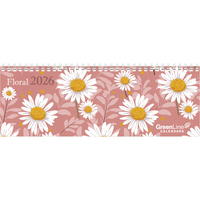 GreenLine - Floral Tischquerkalender 2026 – Tischkalender 30x11 cm, Wochenkalender mit floralen Illustrationen, 2-sprachigem Kalendarium & nachhaltiger Produktion für Büro und Naturfreunde
