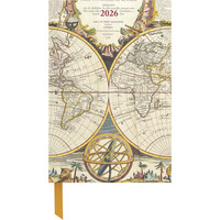 teNeues - Antique Maps 2026 – Buchkalender 10x15 cm | Kompakter Wochenkalender im Vintage-Weltkarten-Design für Weltenbummler, mit Magnetverschluss