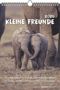 Alpha Edition - Kleine Freunde Kalender 2026 – Wandkalender 23,7×34 cm mit Tiermotiven & Sprüchen, Platz für Notizen, dekorativer Bildkalender mit Zusatzinfos für Tierliebhaber