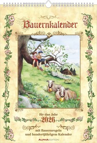 Alpha Edition - Bauernkalender 2026 – Bildkalender 29,7x42 cm – Mit Bauernregeln & 100-jährigem Kalender – Feiertagen (DE/AT/CH) – Platz für Notizen – Ländlich-illustrierter Kalender für Hobbygärtner