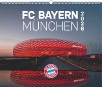 N Neumann - FC Bayern München 2026 – Wandkalender 60x50 cm mit 12 Monatsblättern, deutschem Kalendarium & Spiralbindung, offizieller Fußball-Fankalender mit Stadion- & Team-Fotografien