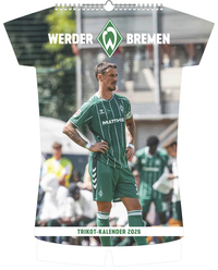 N Neumann - Werder Bremen 2026 – Trikotkalender 34x42 cm mit 12 Monatsblättern, 2-sprachigem Kalendarium & Spiralbindung, origineller Fußball-Wandkalender in Trikotform für Fans