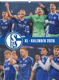 N Neumann - FC Schalke 04 2026 – Wandkalender XL 48x64 cm mit 12 Monatsblättern, internationalem Kalendarium & Spiralbindung, Fußball-Posterkalender mit Spielerfotografien für Fans