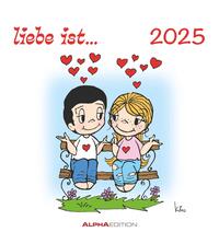 Alpha Edition - liebe ist...2025 Postkartenkalender, 16x17cm, Wandkalender mit Postkarten zum Heraustrennen, mit Aufsteller und deutschem Kalendarium