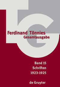 Ferdinand Tönnies: Gesamtausgabe (TG) / 1923–1925