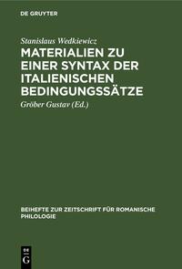 Materialien zu einer Syntax der italienischen Bedingungssätze