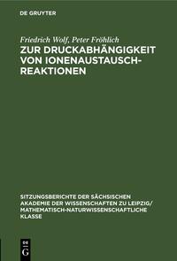 Zur Druckabhängigkeit von Ionenaustauschreaktionen