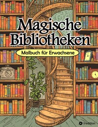 Malbuch Bibliothek - Magische Bibliotheken - Fantasy Malbuch für Erwachsene - Ausmalbuch für Stressabbau & Achtsamkeit