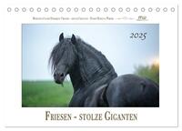 Friesen - stolze Giganten (Tischkalender 2025 DIN A5 quer), CALVENDO Monatskalender