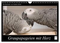 Graupapageien mit Herz (Wandkalender 2025 DIN A4 quer), CALVENDO Monatskalender