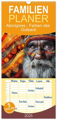 Familienplaner 2025 - Aborigines - Farben des Outback mit 5 Spalten (Wandkalender, 21 x 45 cm) CALVENDO