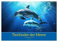 Tierkinder der Meere - entdecke ihre Welt (Wandkalender 2025 DIN A3 quer), CALVENDO Monatskalender