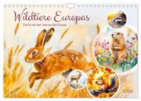 Wildtiere Europas - Farbwelt der heimischen Fauna (Wandkalender 2026 DIN A4 quer), CALVENDO Monatskalender