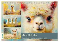 Alpakas. Entzückende Paintings in duftigen Farben (Tischkalender 2026 DIN A5 quer), CALVENDO Monatskalender