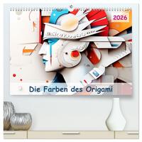 Die Farben des Origami (hochwertiger Premium Wandkalender 2026 DIN A2 quer), Kunstdruck in Hochglanz