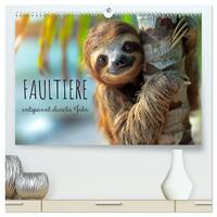 Faultiere - entspannt durchs Jahr (hochwertiger Premium Wandkalender 2026 DIN A2 quer), Kunstdruck in Hochglanz