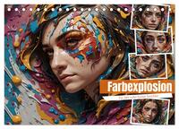 Farbexplosion - Ein Jahr voller bunter Gesichter (Tischkalender 2026 DIN A5 quer), CALVENDO Monatskalender