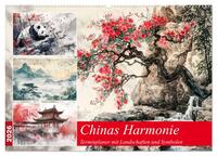 Chinas Harmonie - Terminplaner mit Landschaften und Symbolen (Wandkalender 2026 DIN A2 quer), CALVENDO Monatskalender