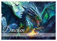 Drachen - Gefürchtete, aber nicht immer böse Fabelwesen (Wandkalender 2026 DIN A2 quer), CALVENDO Monatskalender