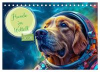 Hunde im Weltall (Tischkalender 2026 DIN A5 quer), CALVENDO Monatskalender