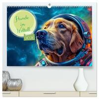 Hunde im Weltall (hochwertiger Premium Wandkalender 2026 DIN A2 quer), Kunstdruck in Hochglanz