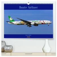 Bunte Airliner (hochwertiger Premium Wandkalender 2026 DIN A2 quer), Kunstdruck in Hochglanz