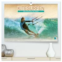 Kitesurfen: Mit Drachen am Meer (hochwertiger Premium Wandkalender 2026 DIN A2 quer), Kunstdruck in Hochglanz