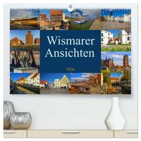 Wismarer Ansichten 2026 (hochwertiger Premium Wandkalender 2026 DIN A2 quer), Kunstdruck in Hochglanz