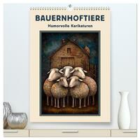Bauernhoftiere - Humorvolle Karikaturen (hochwertiger Premium Wandkalender 2026 DIN A2 hoch), Kunstdruck in Hochglanz