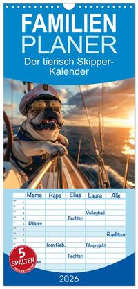 Familienplaner 2026 - Der tierisch Skipper-Kalender mit 5 Spalten (Wandkalender, 21 x 45 cm) CALVENDO