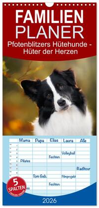 Familienplaner 2026 - Hütehunde - Hüter der Herzen mit 5 Spalten (Wandkalender, 21 x 45 cm) CALVENDO