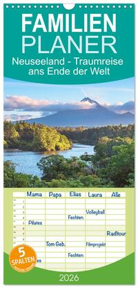 Familienplaner 2026 - Neuseeland - Traumreise ans Ende der Welt mit 5 Spalten (Wandkalender, 21 x 45 cm) CALVENDO