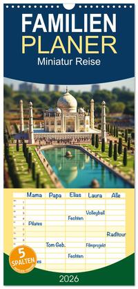 Familienplaner 2026 - Miniatur Reise mit 5 Spalten (Wandkalender, 21 x 45 cm) CALVENDO