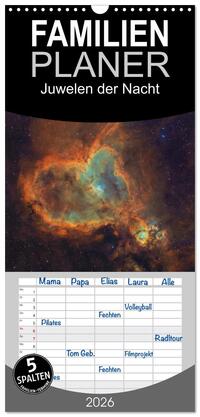 Familienplaner 2026 - Juwelen der Nacht mit 5 Spalten (Wandkalender, 21 x 45 cm) CALVENDO