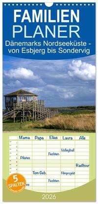 Familienplaner 2026 - Dänemarks Nordseeküste - von Esbjerg bis Sondervig mit 5 Spalten (Wandkalender, 21 x 45 cm) CALVENDO