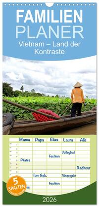 Familienplaner 2026 - Vietnam – Land der Kontraste 2026 mit 5 Spalten (Wandkalender, 21 x 45 cm) CALVENDO