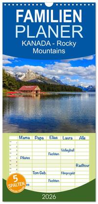 Familienplaner 2026 - KANADA - Rocky Mountains mit 5 Spalten (Wandkalender, 21 x 45 cm) CALVENDO