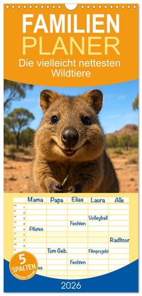 Familienplaner 2026 - Die vielleicht nettesten Wildtiere mit 5 Spalten (Wandkalender, 21 x 45 cm) CALVENDO