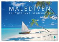 Die Malediven: Fluchtpunkt Sehnsucht (Wandkalender 2026 DIN A2 quer), CALVENDO Monatskalender