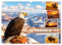 USA – von Yellowstone bis Texas - Cowboys, Prärie und Bisons (Wandkalender 2026 DIN A3 quer), CALVENDO Monatskalender