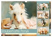 Zauberhafte Ponys. Kleine Pferdchen in lieblicher Öloptik (Wandkalender 2027 DIN A3 quer), CALVENDO Monatskalender