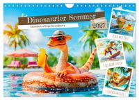 Dinosaurier Sommer - Urzeitlich witzige Strandparty (Wandkalender 2027 DIN A4 quer), CALVENDO Monatskalender