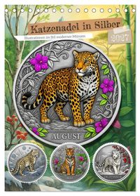Katzenadel in Silber (Tischkalender 2027 DIN A5 hoch), CALVENDO Monatskalender