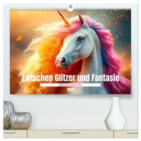 Zwischen Glitzer und Fantasie-Einhörner durchs Jahr (hochwertiger Premium Wandkalender 2027 DIN A2 quer), Kunstdruck in Hochglanz