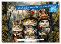 Magische Wesen im Zauberland - Fantasie-Tiere im Steampunk-Kalender (Wandkalender 2027 DIN A2 quer), CALVENDO Monatskalender
