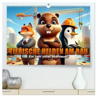 Tierische Helden am Bau: Ein Jahr voller Abenteuer (hochwertiger Premium Wandkalender 2027 DIN A2 quer), Kunstdruck in Hochglanz