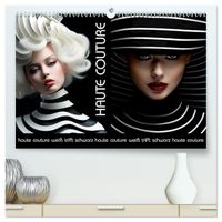 Haute Couture - Weiß trifft Schwarz (hochwertiger Premium Wandkalender 2027 DIN A2 quer), Kunstdruck in Hochglanz