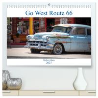 Go west Route 66 (hochwertiger Premium Wandkalender 2027 DIN A2 quer), Kunstdruck in Hochglanz